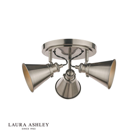 Laura Ashley Rufus 3 Light Plate Spotlight Industrial Nickel