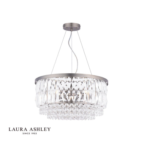 Laura Ashley Rhosill 4 Light Pendant Crystal and Aged Pewter