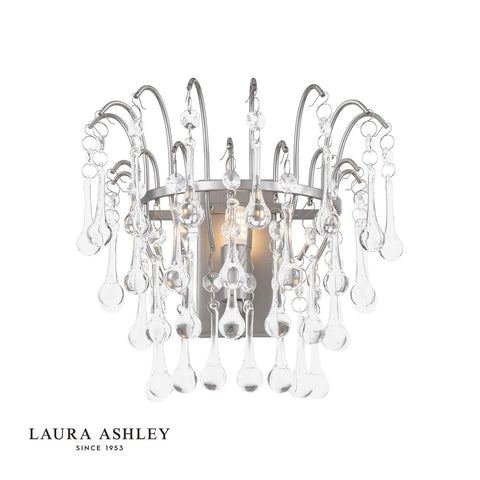 Laura Ashley Willow Wall Light Satin Pewter and Crystal