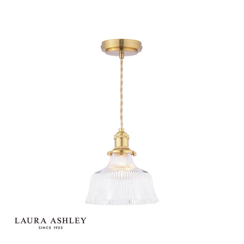 Laura Ashley Theodore Pendant Antique Brass and Ribbed Glass