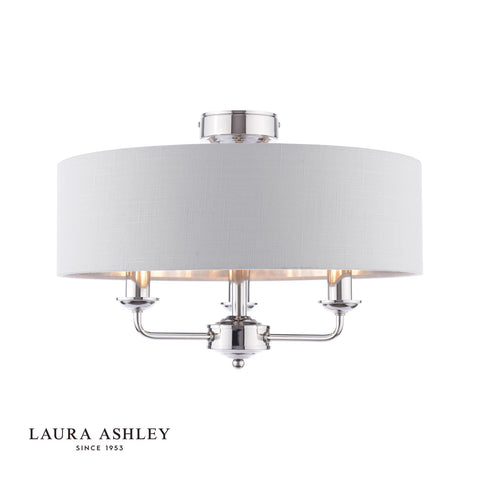 Laura Ashley Sorrento 3 Light Semi-Flush Polished Nickel With Silver Shade