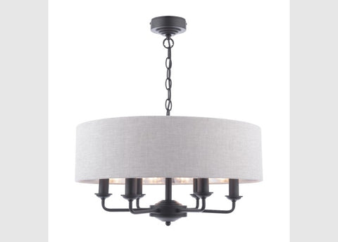 Laura Ashley Sorrento 6 Light Shadelier Matt Black With Natural Shade