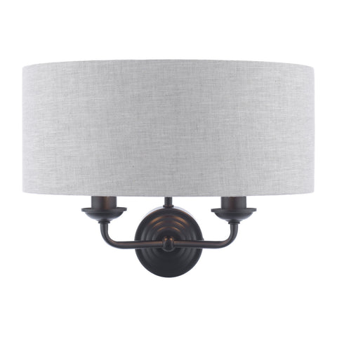 Laura Ashley Sorrento 2 Light Wall Light Matt Black With Natural Shade