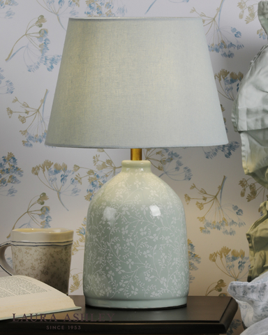 Laura Ashley Campion Table Lamp Blue Ceramic With Shade