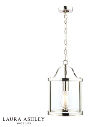 Laura Ashley Harrington Lantern Polished Nickel Glass