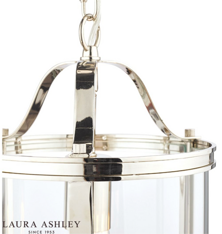 Laura Ashley Harrington Lantern Polished Nickel Glass