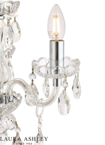 Laura Ashley Harriet 3 Light Crystal & Polished Chrome Chandelier