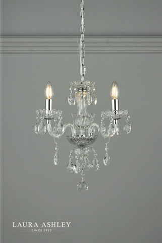 Laura Ashley Harriet 3 Light Crystal & Polished Chrome Chandelier