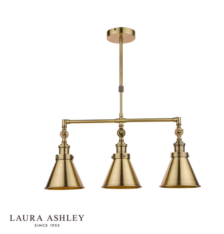 Laura Ashley Rufus 3lt Bar Pendant Antique Brass