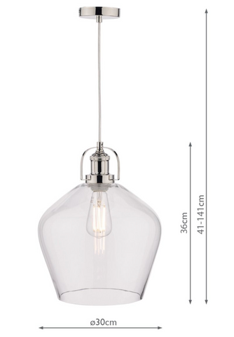 Laura Ashley Rye Pendant Polished Nickel Clear Glass