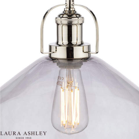 Laura Ashley Rye Pendant Polished Nickel Smoked Glass