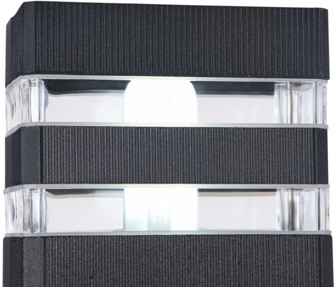 2 Light Up/Down Black Corrugated Wall Light