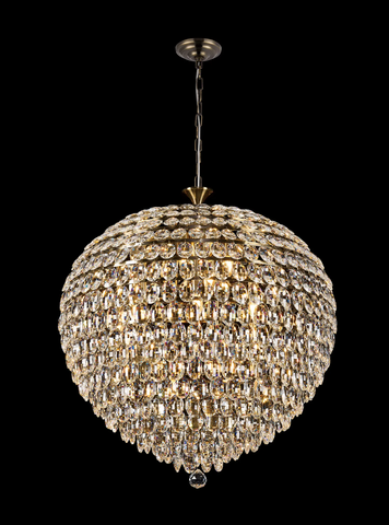 Coniston 80cm Pendant, 16 Light E14, Antique Brass/Crystal