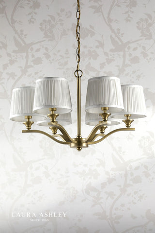 Laura Ashley Hemsley 6 Light Chandelier Matt Antique Brass With Shade