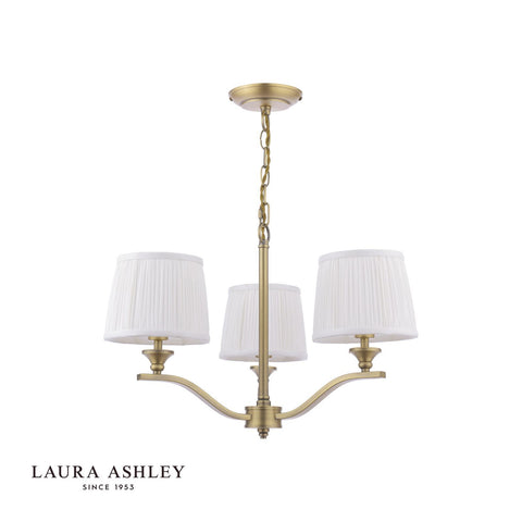 Laura Ashley Hemsley 3 Light Armed Pendant Matt Antique Brass With Shade