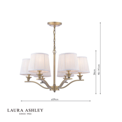 Laura Ashley Hemsley 6 Light Chandelier Matt Antique Brass With Shade