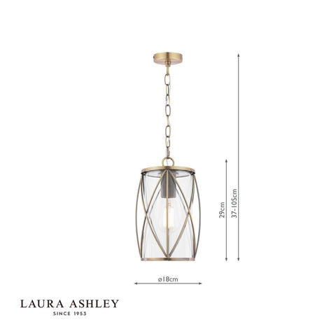 Laura Ashley Beckworth Ceiling Lantern Antique Brass and Glass