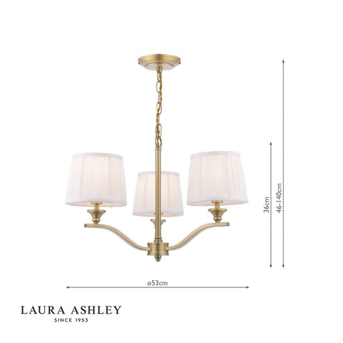 Laura Ashley Hemsley 3 Light Armed Pendant Matt Antique Brass With Shade