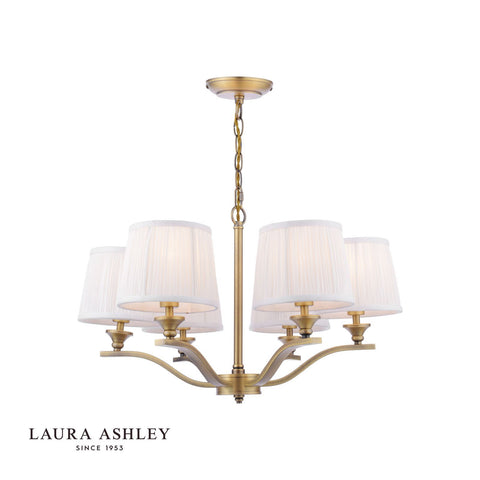 Laura Ashley Hemsley 6 Light Chandelier Matt Antique Brass With Shade