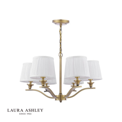 Laura Ashley Hemsley 6 Light Chandelier Matt Antique Brass With Shade