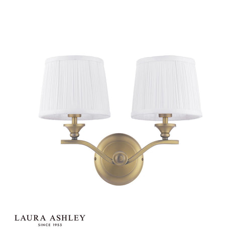 Laura Ashley Hemsley 2 Light Wall Light Matt Antique Brass With Shade