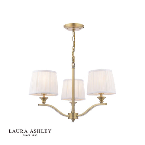 Laura Ashley Hemsley 3 Light Armed Pendant Matt Antique Brass With Shade