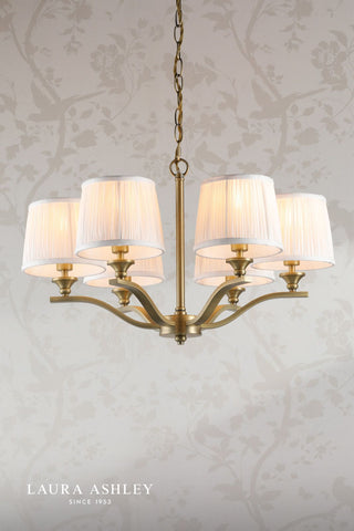 Laura Ashley Hemsley 6 Light Chandelier Matt Antique Brass With Shade