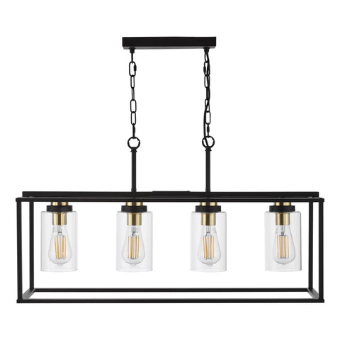 Abel 4 Light Bar Pendant Satin Black and Glass