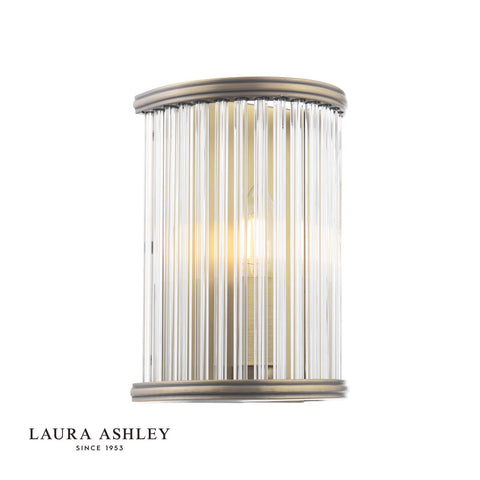 Laura Ashley Sutton Wall Light Matt Antique Brass and Ribbed Glass