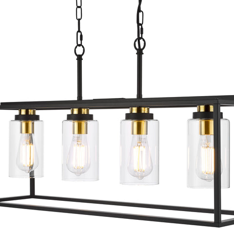 Abel 4 Light Bar Pendant Satin Black and Glass