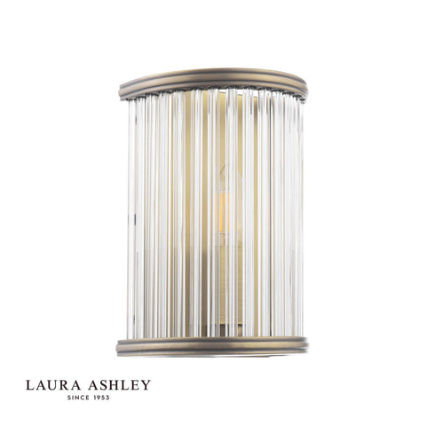 Laura Ashley Sutton Wall Light Matt Antique Brass and Ribbed Glass