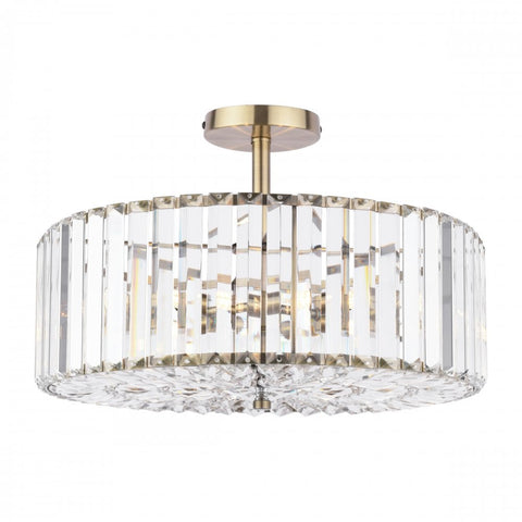 Laura Ashley Fernhurst 4 Light Semi-Flush Crystal and Antique Brass