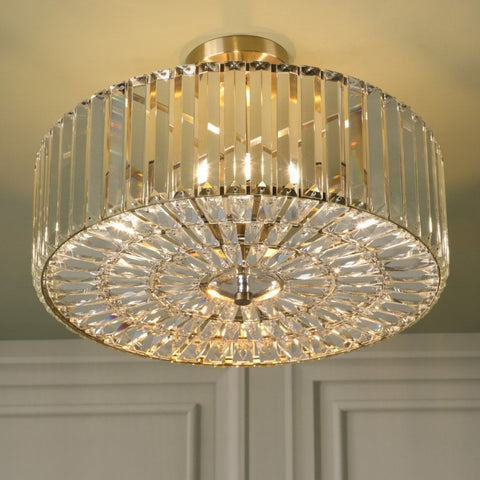 Laura Ashley Fernhurst 4 Light Semi-Flush Crystal and Antique Brass