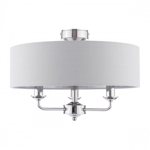 Laura Ashley Sorrento 3 Light Semi-Flush Polished Nickel With Silver Shade