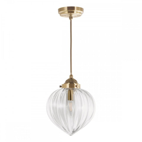 Laura Ashley Whitham Bathroom Ceiling Light Antique Brass and Ribbed Glass IP44